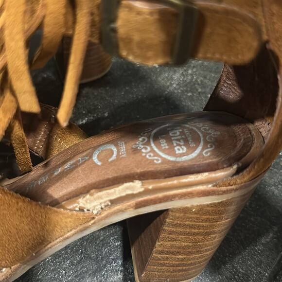 Jeffrey Campbell Western Revival Fringe Dodge Suede Stacked Heel Sandals 6.5 - Picture 7 of 11